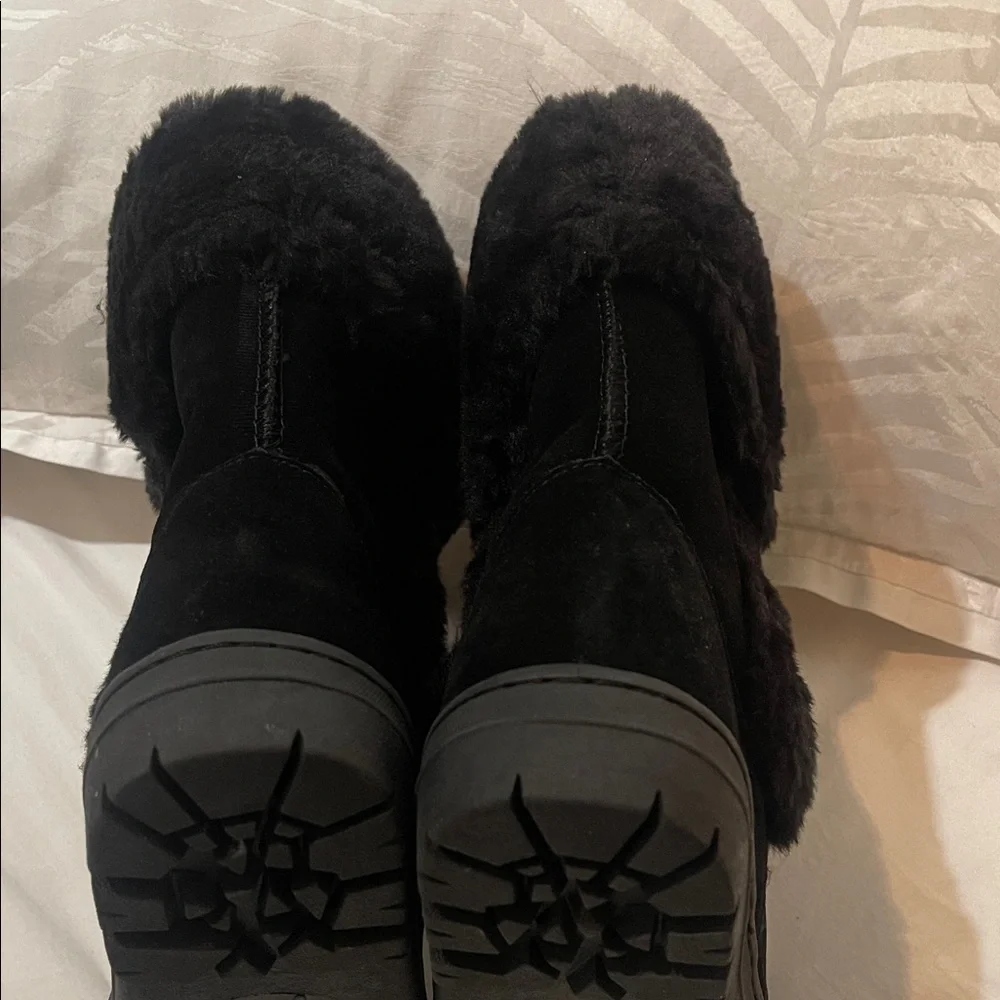 Style & co black fuzzy winter boots new sz 8 m